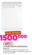 Defy 12 Plate White Dishwasher DDW175