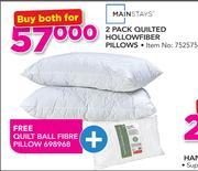 Mainstays 2 Pack Quilted Hollowfiber Pillows With Free Quilt Ball Fibre Pillow