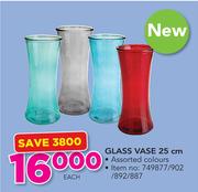 Glass Vase 25cm In Assorted Colours-Each