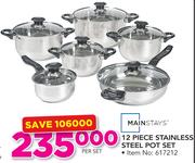 Mainstays 12 Piece Stainless Steel Pot Set-Per Set