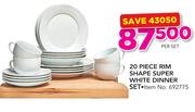 20 Piece Rim Shape Super White Dinner Set-Per Set