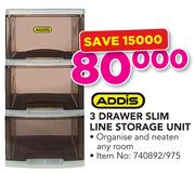 Addis 3 Drawer Slim Line Storage Unit