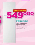 Hisense 220Ltr Top Freezer Fridge White