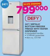 Defy 247Ltr Metallic Bottom Freezer Fridge With Water Dispenser
