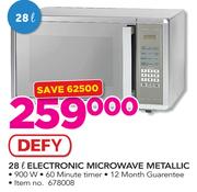 Defy 28Ltr Electronic Microwave Metallic