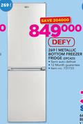 Defy 269Ltr Metallic Bottom Freezer Fridge DFC423