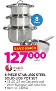 Tissolli 8 Piece Stainless Steel Solid Lids Pot Set-Each