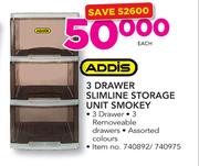 Addis 3 Drawer Slimline Storage Unit Smokey-Each