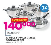 Mainstays 12 Piece Stainless Steel Cookware Set