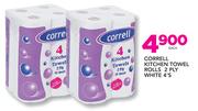 Correll Kitchen Towel Rolls 2 Ply White-4's Each