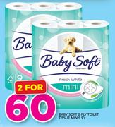Baby Soft 2 Ply Toilet Tissue Mini 9's-For 2