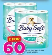 Baby Soft 2 Ply Toilet Tissue Mini 9's Pack-For 2