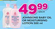 Johnsons Baby Oil Or Moisturising Lotion-500ml Each