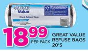 Great Value Refuse Bags-20's Per Pack