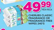 Cherubs Classic Fragrance Or Fragrance Free Wipes-240's Per Pack