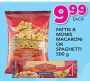 Fattis & Monis Macaroni & Spaghetti-500g Each