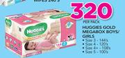 Huggies Gold Mega Box Boys/Girls Size 3-144's,Size 4-120's,Size 4+-108's,Size 5-100's Per Pack