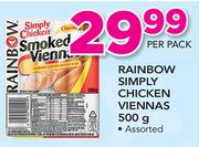 Rainbow Simply Chicken Viennas Assorted-500g Per Pack