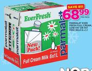 Parmalat Ever Fresh Full Cream Low Fat Or Fat Free Milk-6X1Ltr