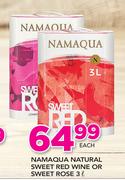 Namaqua Natural Sweet Red Wine Or Sweet Rose-3Ltr Each