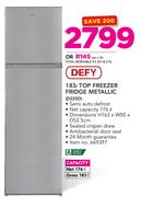Defy 183Ltr Top Freezer Metallic D220D