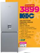 KIC 336Ltr Bottom Freezer Fridge Metallic With Water Dispenser KBF634 1ME WT