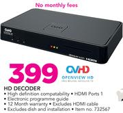 OVHD HD Decoder Excluding Dish, Installation And HDMI Cable