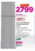 Defy 183Ltr Top Freezer Fridge Metallic D220D