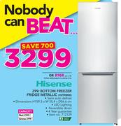 Hisense 299Ltr Bottom Freezer Fridge Metallic H299BME