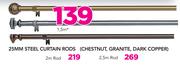 Decorland 25mm Steel Curtain 2m Rod (Chestnut, Granite Or Dark Copper)