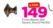 Decorland Finials (Beaten Ball, Square, Round Handle)-For 2