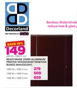 Decorland Ready-Made 25mm Aluminium Printed Woodgrain Venetian Blinds Mahogany-600X1000mm