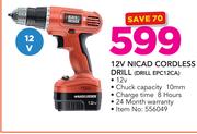 Black & Decker 12V Nicad Cordless Drill DRILL EPC12CA