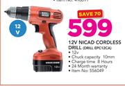 Black & Decker 12V Nicad Cordless Drill (DRILL EPC12CA)