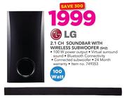 LG 2.1 Ch Soundbar With Subwoofer SH2