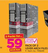Simple Choice Pack Of 2 Lever Arch Files-For 2 Packs