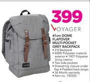 Voyager 41cm Dome Flapover Multi Pocket Grey Backpack