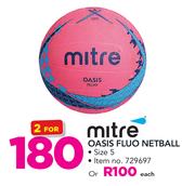 Mitre Oasis Fluo Netball Size 5-Each