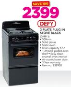 Defy 3 Plate Plug In Stove (Black) DSS513