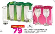 4 Or 6 Pack Core Glassware-For 2 Pack