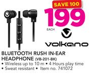 Volkano Bluetooth Rush In-Ear Headphone VB 201 BK-Each