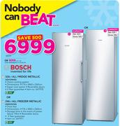 Bosch 326Ltr All Fridge (Metallic) KSV33NI30 Or 246Ltr All Freezer (Metallic) GSN33VI30-Each