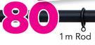 Decorland 25mm Aluminium Curtain Rods & Accessories Black-1m Rod