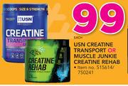 USN Creatine Transport Or Muscle Junkie Creatine Rehab-Each