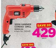 Black & Decker 500W Hammer Corded Drill KR504-QS-Each