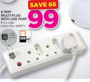 6 Way Multi Plug With USB Port
