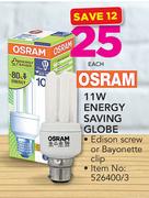 Osram 11W Energy Saving Globe-Each
