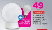 Eurolux Clear Ball & Gallery Ceiling Light Fitting-Each Plus Eurolux LED Globe