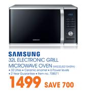 Samsung 32Ltr Electronic Grill Microwave Oven MG32J5215ASFA