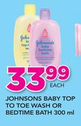 Johnsons Baby Top To Toe Wash Or Bedtime Bath-300ml Each
